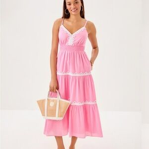 NWT Lilly Pulitzer Zanna cotton midi dress conchshell pink